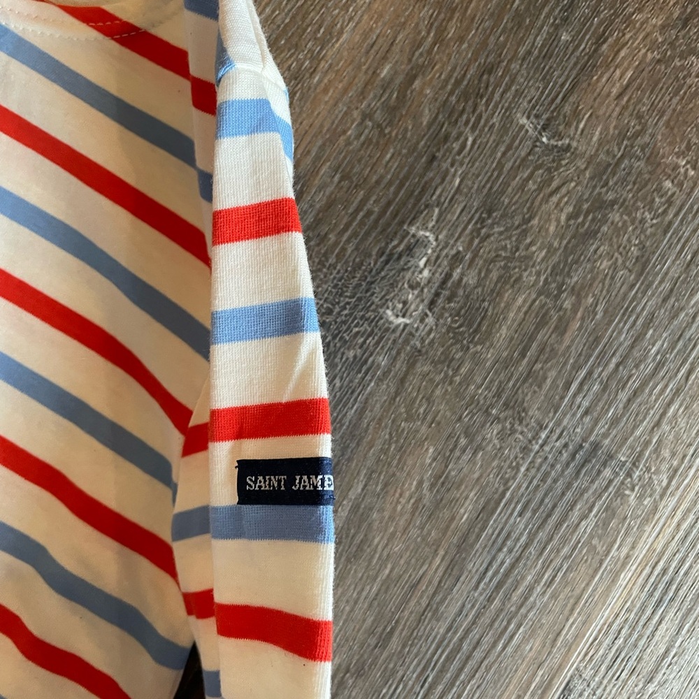 Saint James x J. Crew Kids Cotton Long Sleeve Striped Shirt, Sz 10, NWT - Picture 4 of 4